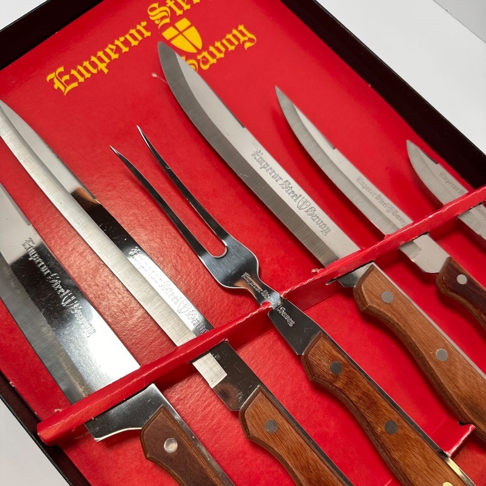Vintage Emperor Steel Savoy Cutlery Set Stainless Steel Knives Original Box - Picture 3 of 6